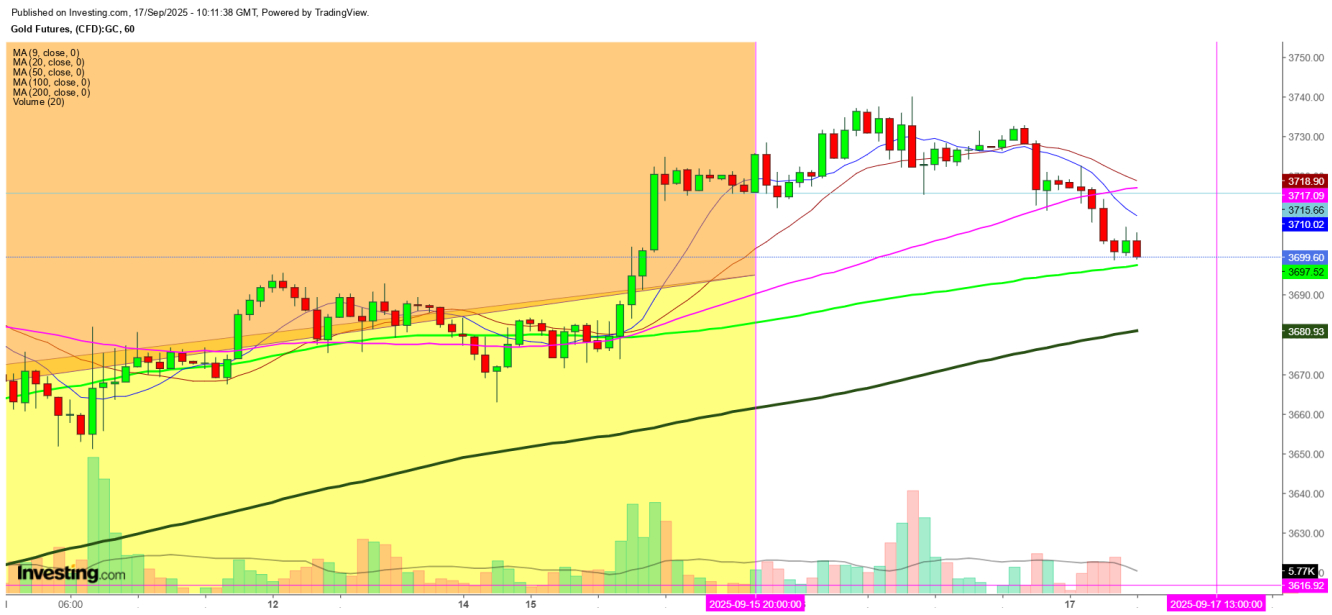 Gold Futures 1-Hr. Chart