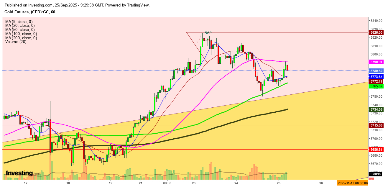 Gold Futures 1-Hr. Chart