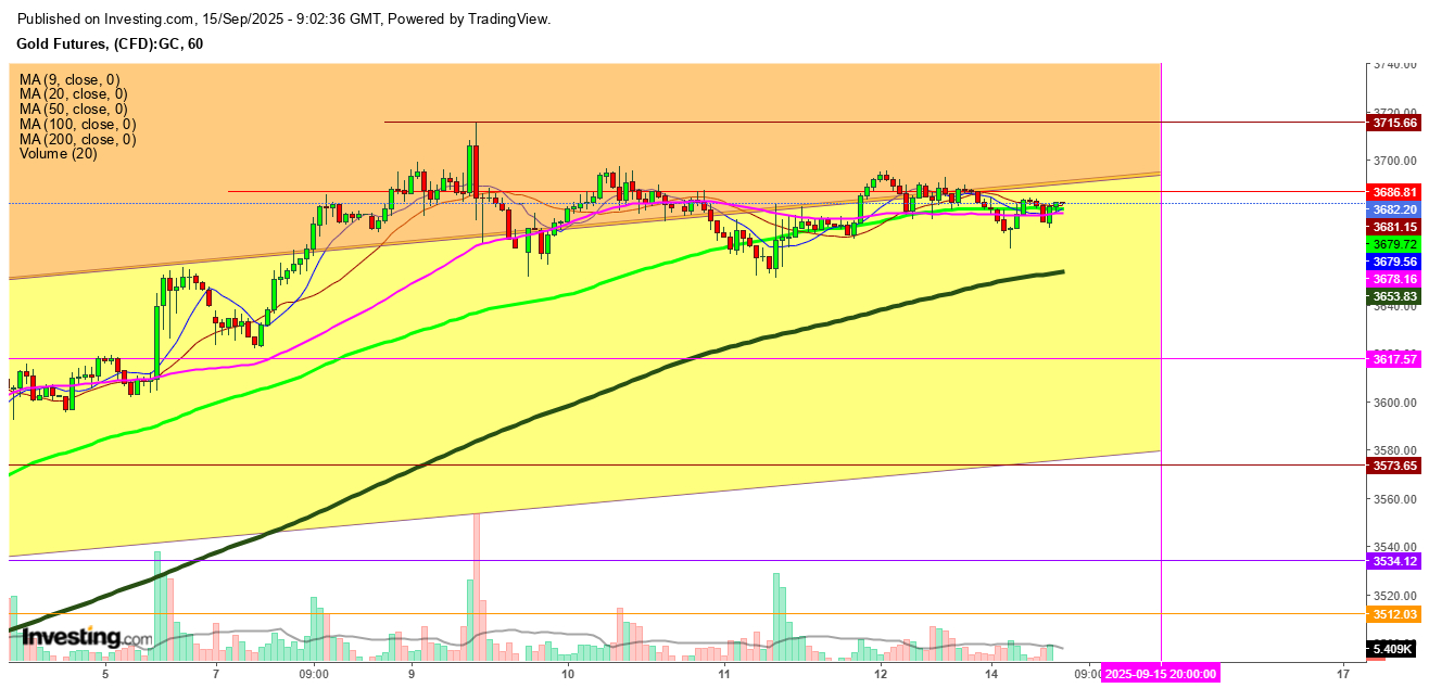 Gold Futures 1-Hr. Chart