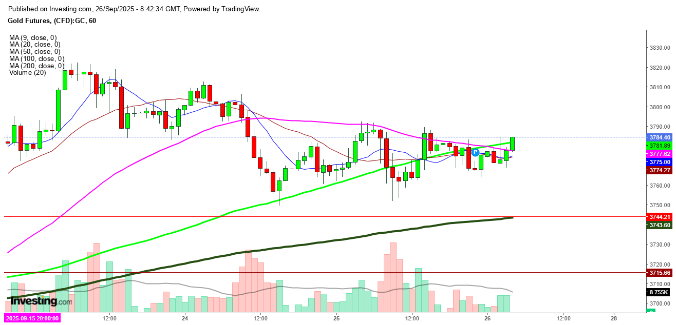 Gold Futures 1-Hr. Chart