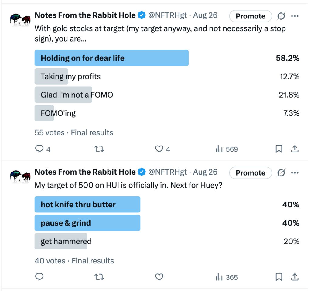 Twitter Poll Results Showing Opinions on Holding Gold Stocks