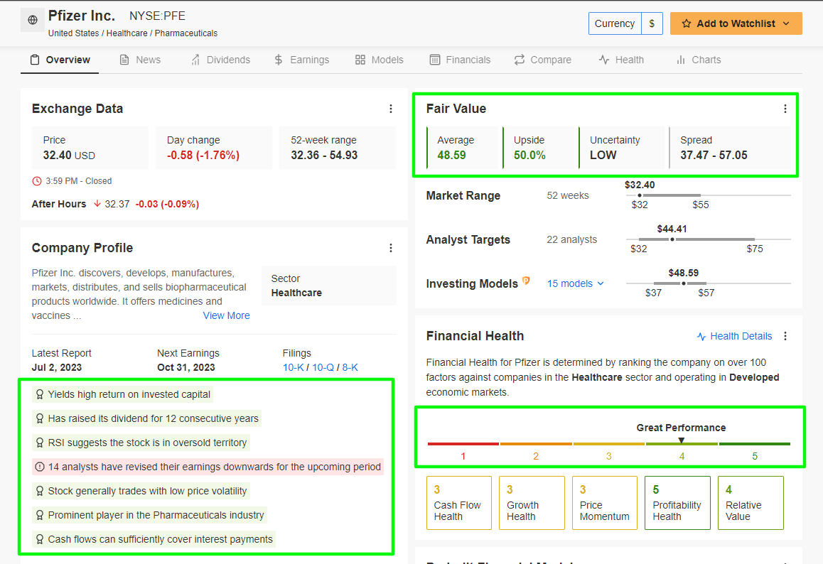 Pfizer InvestingPro
