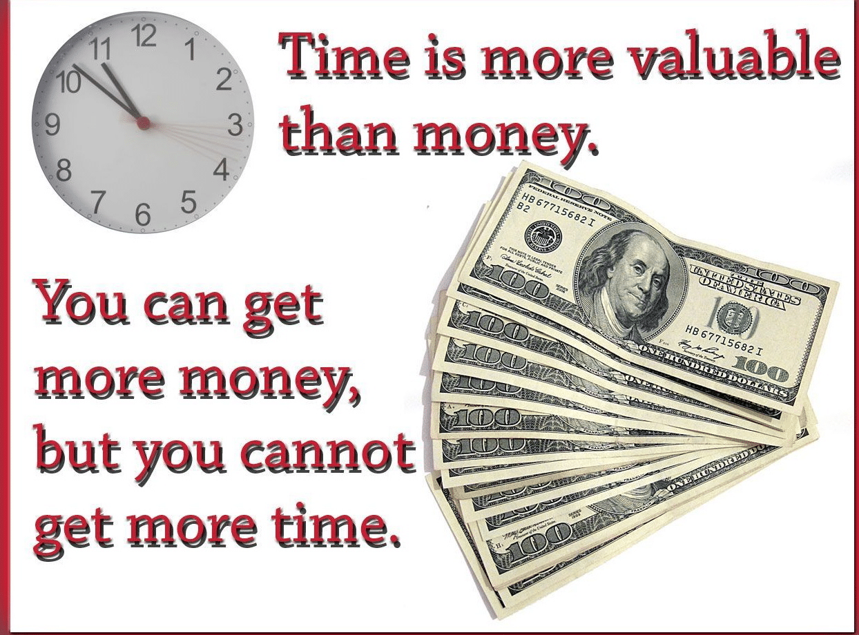 Time is more valuable the money. Time is more valuable the money.
