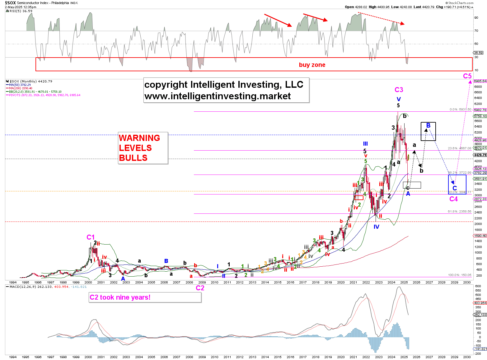 Figure 2: SOX – Long-Term Monthly Elliott Wave Chart