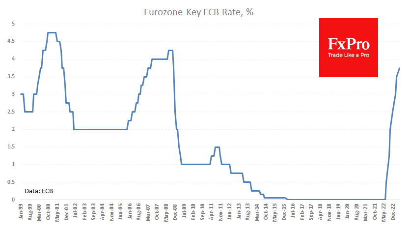 The ECB raised interest rates by a 25 points to 3.75%