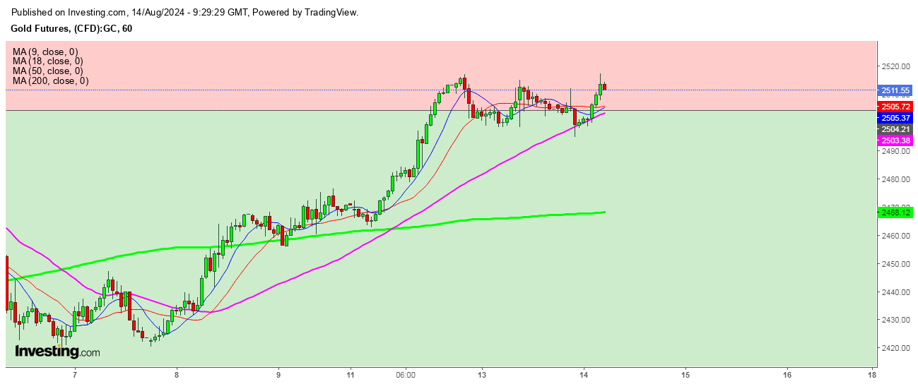 Gold Futures 1 Hr. Chart