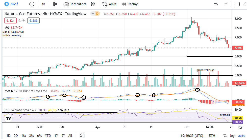 Nat Gas 4-H Chart