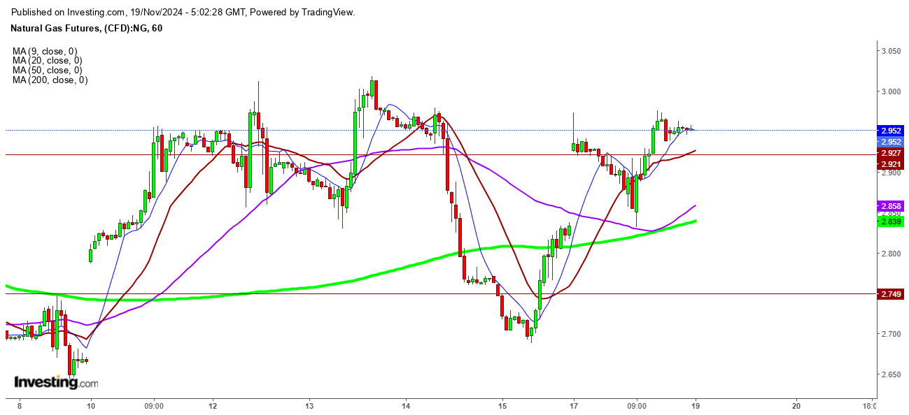 Natural Gas Futures 1 Hr. Chart