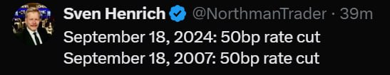 Interest rate cut by 50 basis points in 2007 and 2024-Sept 18th