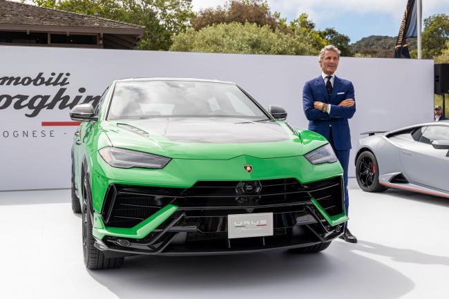 &copy Bloomberg. Lamborghini CEO Stephan Winkelmann with the Urus Performante in Carmel, California, in August.