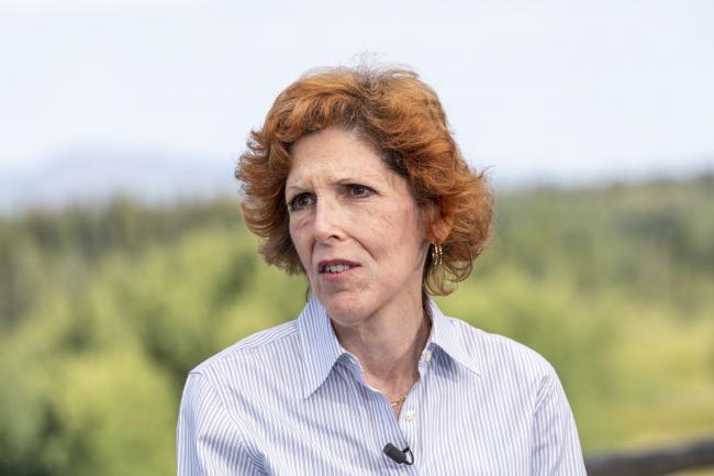 &copy Bloomberg. Loretta Mester, president and chief executive officer of the Federal Reserve Bank of Cleveland, speaks during a Bloomberg Television interview at the Jackson Hole economic symposium in Moran, Wyoming, US, on Friday, Aug. 26, 2022. Federal Reserve Chair Jerome Powell signaled the US central bank is likely to keep raising interest rates and leave them elevated for a while to stamp out inflation, and he pushed back against any idea that the Fed would soon reverse course.