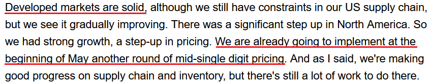 Mondelez/Seeking Alpha Statement