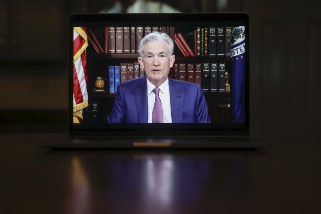 © Bloomberg. Jerome Powell, chairman of the U.S. Federal Reserve, speaks virtually during the Jackson Hole economic symposium in Tiskilwa, Illinois, U.S., on Friday, Aug. 27, 2021. In his first three years atop the Federal Reserve, Powell has followed in the path of his predecessors and used the central bank's annual meeting to make major pronouncements on monetary policy and the economy.