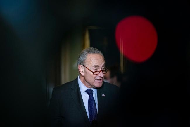 © Bloomberg. Senate Majority Leader Chuck Schumer, a Democrat from New York, speaks during a news conference following the weekly Democratic policy luncheon in the U.S. Capitol in Washington, D.C., U.S., on Tuesday, Nov. 30, 2021. U.S. Congress returned yesterday from its week-long Thanksgiving recess facing urgent deadlines to avoid both a federal government shutdown and a debt limit default, pass the annual defense bill and finalize the White House's signature tax and spending bill.