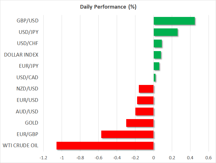 Dollar Creeps Higher, Stocks Retreat as Caution Kicks in