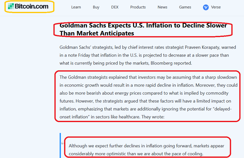 Goldman Sachs on US Inflation