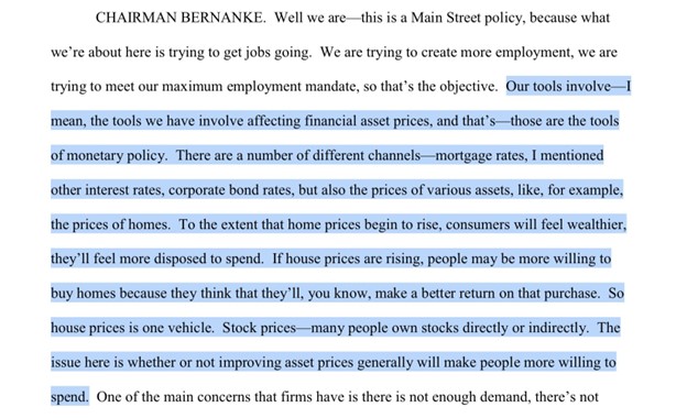 Ben Bernanke Comment