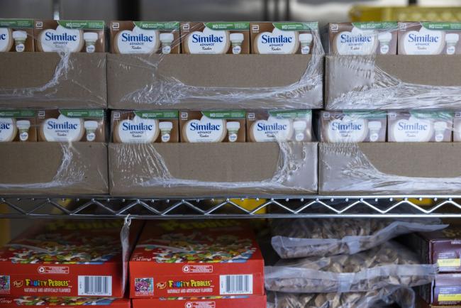 © Bloomberg. Cases of Similac baby formula and cereal at the Murphy's Giving Market food bank in Upper Darby, Pennsylvania, US, on Monday, Sept. 26, 2022. Hunger is spreading among Americans with steady but low-paying jobs, reversing President Joe Biden's early success in cutting food scarcity by nearly a third and threatening to worsen as the country teeters on the brink of recession. Photographer: Rachel Wisniewski/Bloomberg