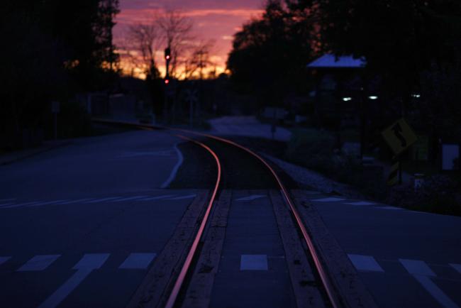 © Bloomberg. Train tracks in La Grange, Kentucky.