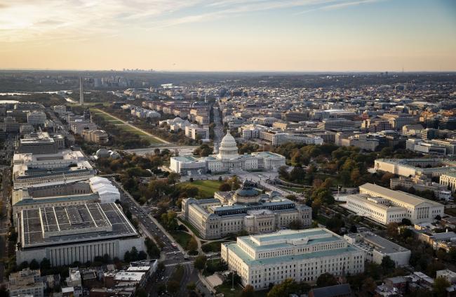 © Bloomberg. The U.S. Capitol is seen in this aerial photograph taken above Washington, D.C., U.S., on Tuesday, Nov. 4, 2019. Democrats and Republicans are at odds over whether to provide new funding for Trump's signature border wall, as well as the duration of a stopgap measure. Some lawmakers proposed delaying spending decisions by a few weeks, while others advocated for a funding bill to last though February or March. Photographer: Al Drago/Bloomberg