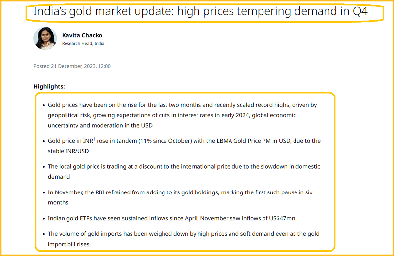 India's Gold Market Update