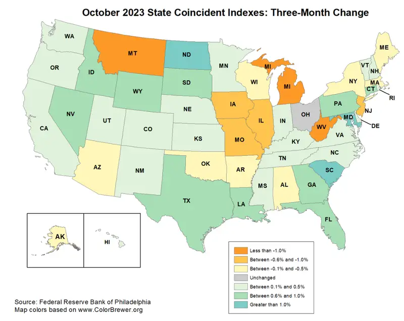 State Coincident Indexes Oct-2023