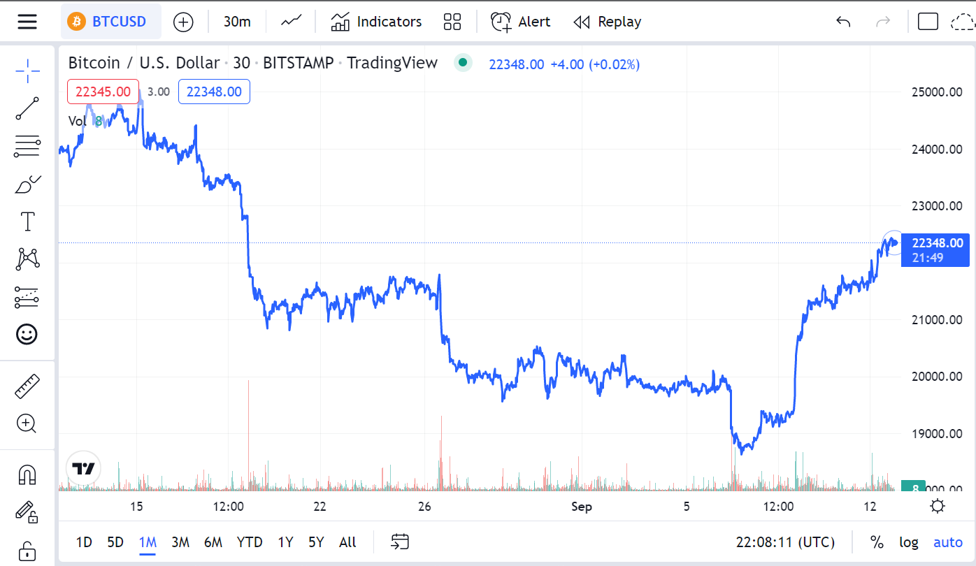 1-Month Bitcoin Price Chart