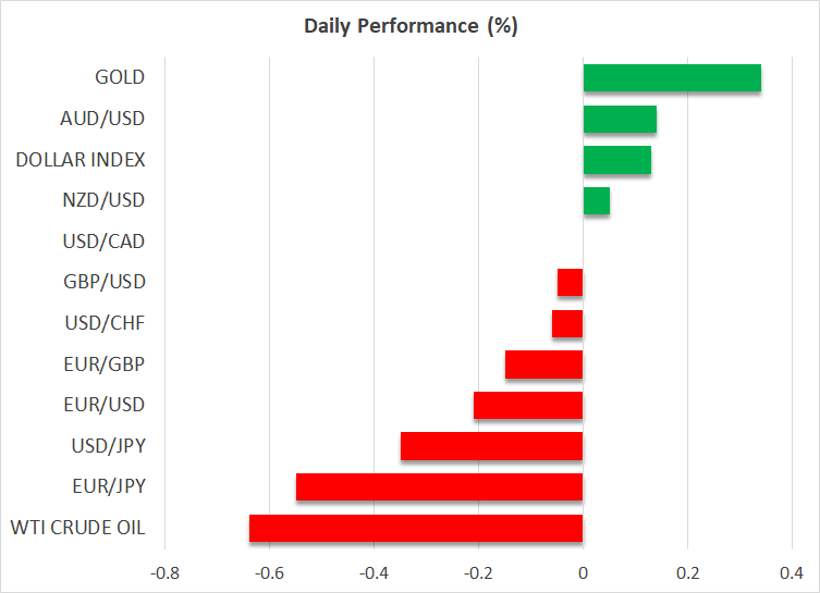 Dollar Trades Mixed, Awaiting Powell’s Speech; Euro Slides on PMIs