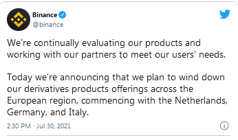 Binance Tweet