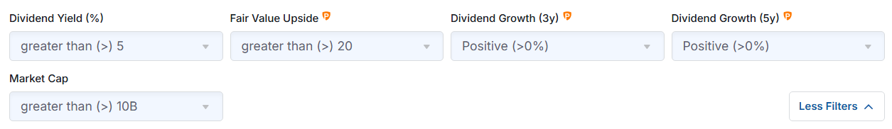InvestingPro Search Criteria