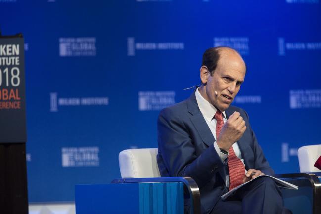 © Bloomberg. Michael Milken, chairman of Milken Institute, speaks during the Milken Institute Global Conference in Beverly Hills, California, U.S., on Monday, April 30, 2018. The conference brings together leaders in business, government, technology, philanthropy, academia, and the media to discuss actionable and collaborative solutions to some of the most important questions of our time. Photographer: Dania Maxwell/Bloomberg