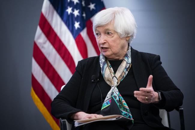 © Bloomberg. Janet Yellen, U.S. Treasury secretary, speaks during an event at the Atlantic Council in Washington, D.C., U.S., on Wednesday, April 13, 2022. Yellen delivered a pointed warning to China on its alignment with Russia, suggesting potential economic consequences from the international community depending on how it approaches President Vladimir Putin's invasion of Ukraine.