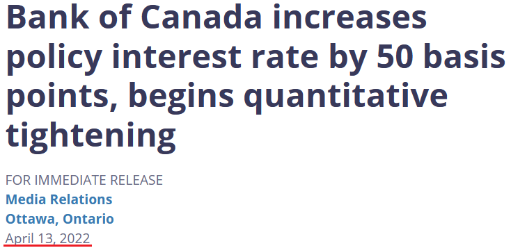 Bank Of Canada (BoC) Announcement