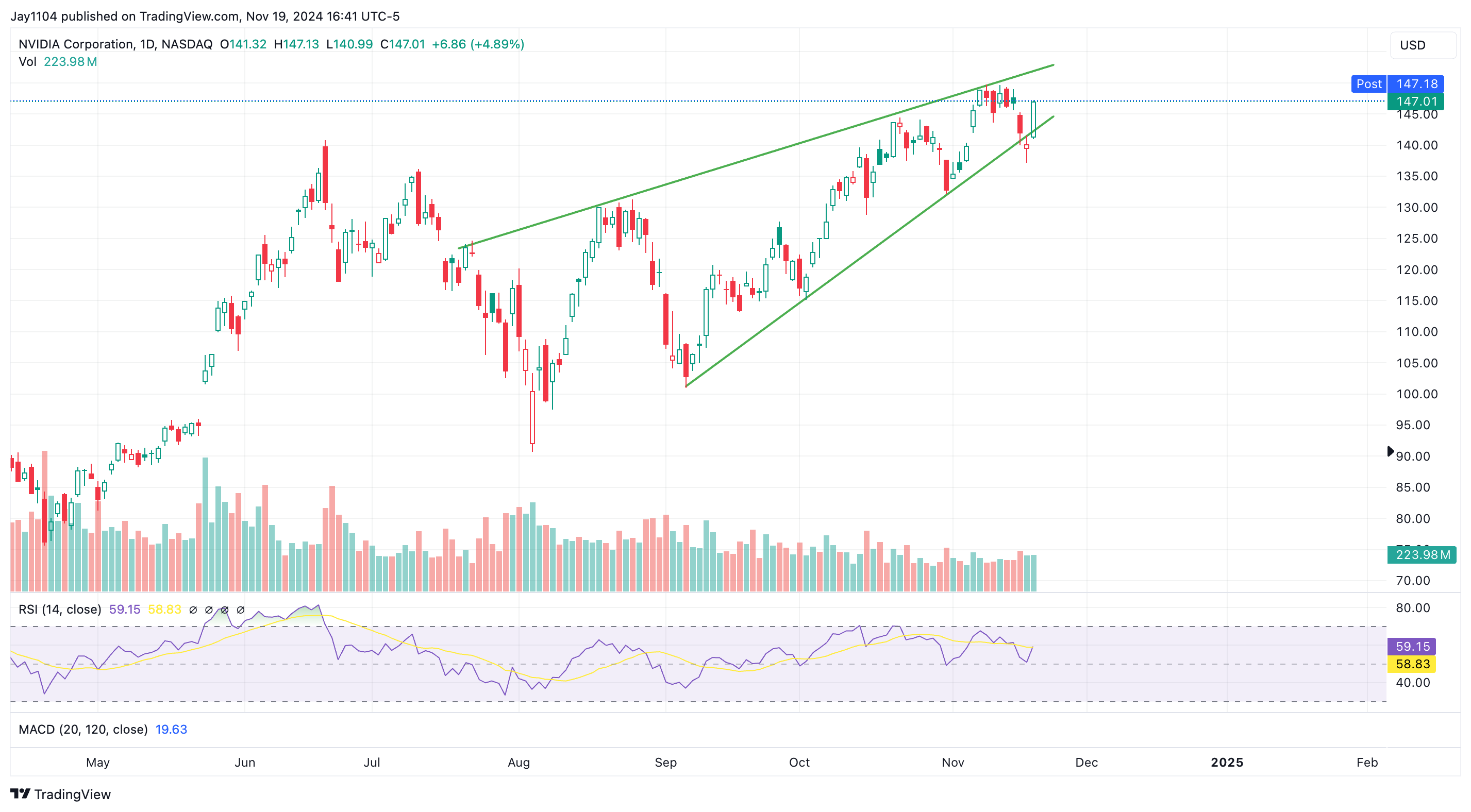 NVDA Stock Price-Daily Chart