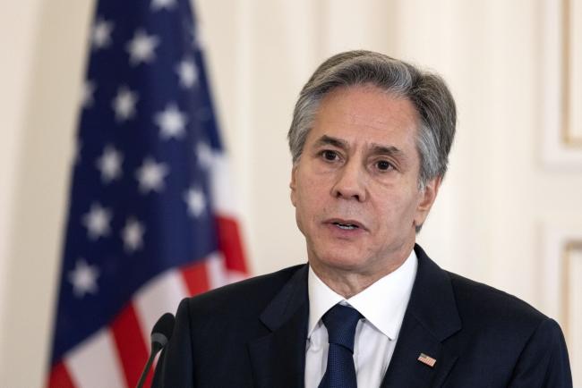 © Bloomberg. Antony Blinken, US secretary of state, speaks during a news conference with Nikos Dendias, Greece's foreign minister, in Athens, Greece, on Tuesday, Feb. 21, 2023. Blinken is visiting Greece Feb. 20-22 where he will take part in the fourth US-Greece Strategic Dialogue.