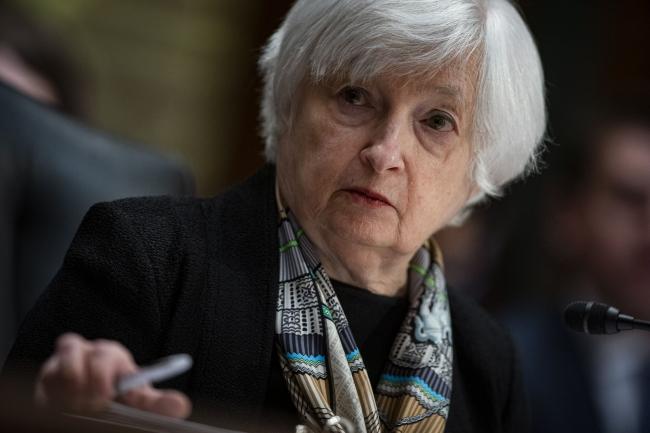 &copy Bloomberg. Janet Yellen, US Treasury secretary, during a Senate Finance Committee hearing in Washington, DC, US, on Thursday, March 16, 2023. The hearing is one of the first opportunities lawmakers will have to question a high-ranking official on recent bank failures along with the Treasury's moves to ensure borrowers can access their funds.