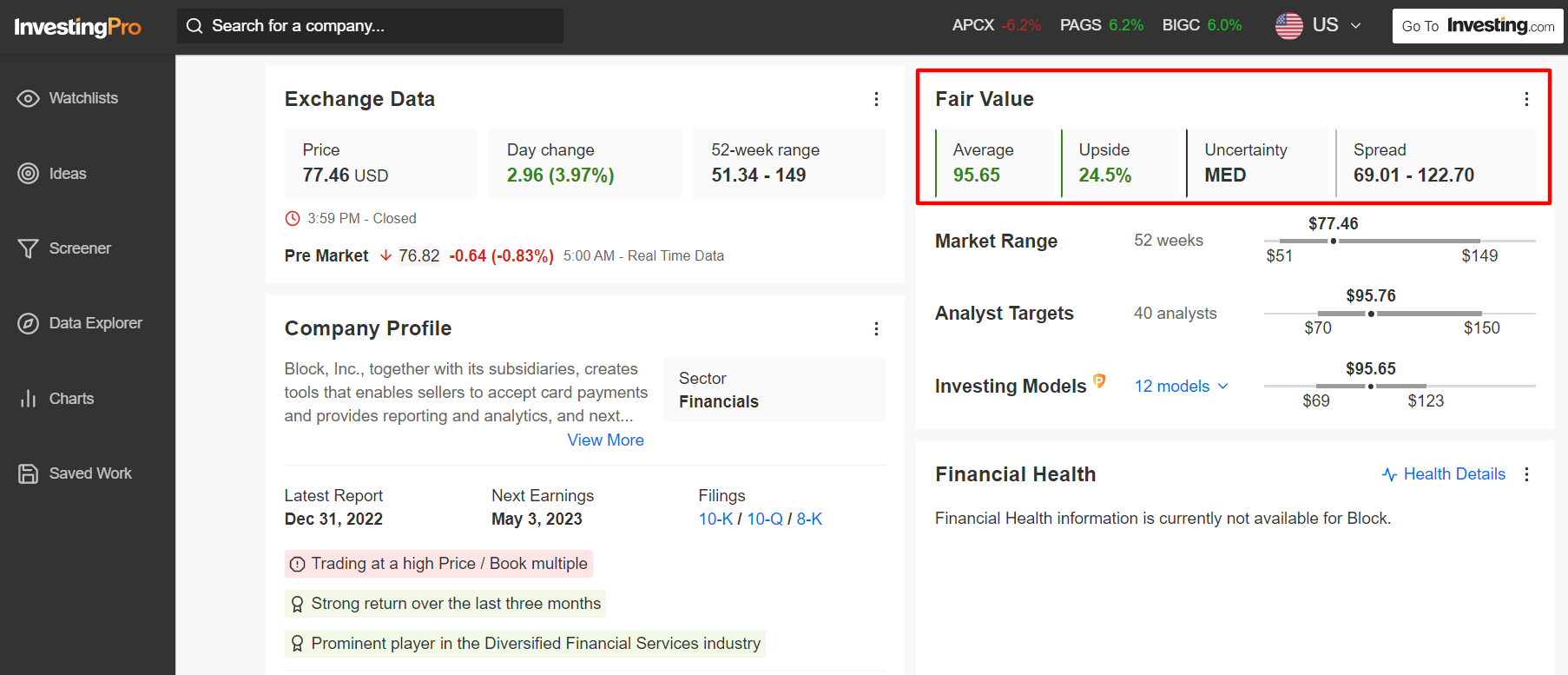 SQ Fair Value