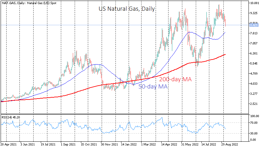 Natural gas futures daily chart.