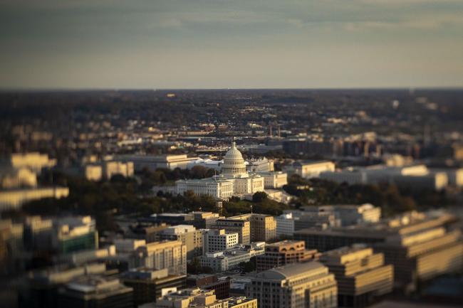 &copy Bloomberg. (EDITORS NOTE: Image was created using a variable planed lens.) The U.S. Capitol is seen in this aerial photograph taken with a tilt-shift lens above Washington, D.C., U.S., on Tuesday, Nov. 4, 2019. Democrats and Republicans are at odds over whether to provide new funding for Trump's signature border wall, as well as the duration of a stopgap measure. Some lawmakers proposed delaying spending decisions by a few weeks, while others advocated for a funding bill to last though February or March. Photographer: Al Drago/Bloomberg