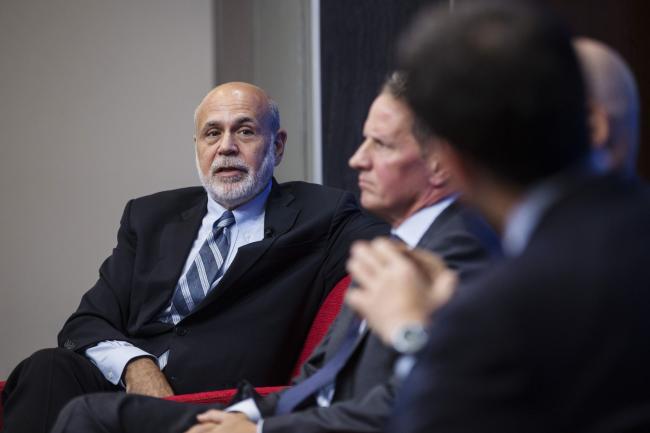 © Bloomberg. Ben S. Bernanke, former chairman of the U.S. Federal Reserve, speaks during a Brookings Institution discussion in Washington, D.C., U.S., on Wednesday, Sept. 12, 2018. The event is part of an initiative to document how and why the U.S. government's responses to the financial crisis of 2007-2009 were designed the way they were.