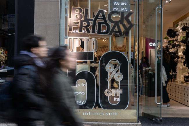 &copy Bloomberg. A Black Friday sale sign at an Intimissimi store on Black Friday in New York, US, on Friday, Nov. 25, 2022. US retailers are bracing for a slower-than-normal Black Friday as high inflation and sagging consumer sentiment erode Americans demand for material goods.