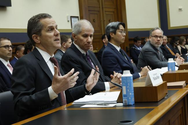 © Bloomberg. WASHINGTON, DC - MAY 16: (L-R) Federal Reserve Board Vice Chair for Supervision Michael Barr, Federal Deposit Insurance Corporation Chair Martin Gruenberg, Acting Comptroller of the Currency Michael Hsu and National Credit Union Administration Chair Todd M. Harper testify before the House Financial Services Committee at the Rayburn House Office Building on May 16, 2023 in Washington, DC. The committee held an oversight hearing on prudential regulators. (Photo by Kevin Dietsch/Getty Images)