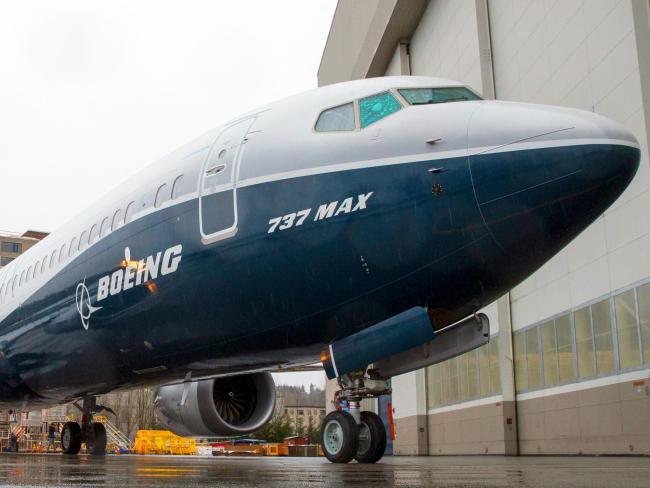 © Bloomberg. RENTON, WA - March 7: The first Boeing 737 MAX 9 airliner is pictured at the company's factory on March 7, 2017 in Renton, Washington. The 737 MAX 9, which can carry up to 220 passengers, is the second of three variants of the popular single-aisle model. (Photo by Stephen Brashear/Getty Images) Photographer: Stephen Brashear/Getty Images North America