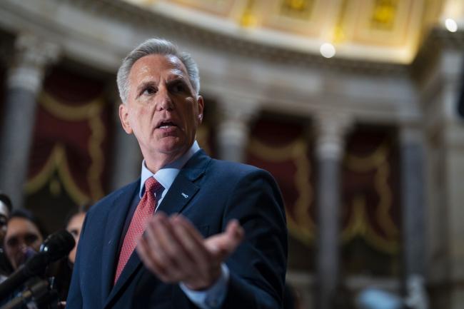 &copy Bloomberg. US House Speaker Kevin McCarthy, a Republican from California, speaks to members of the media at the US Capitol in Washington, DC, US, on Wednesday, May 24, 2023. Debt limit talks in Washington have hit a fresh impasse with negotiators far apart on key issues, especially the spending cuts demanded by Republicans, as time runs short to avert a historic US default.