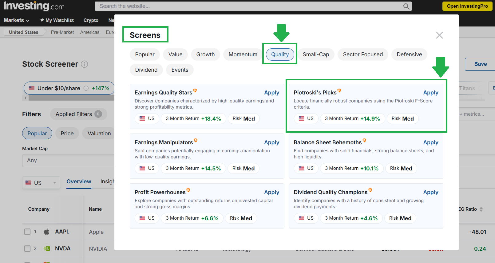 InvestingPro: Piotroski Score