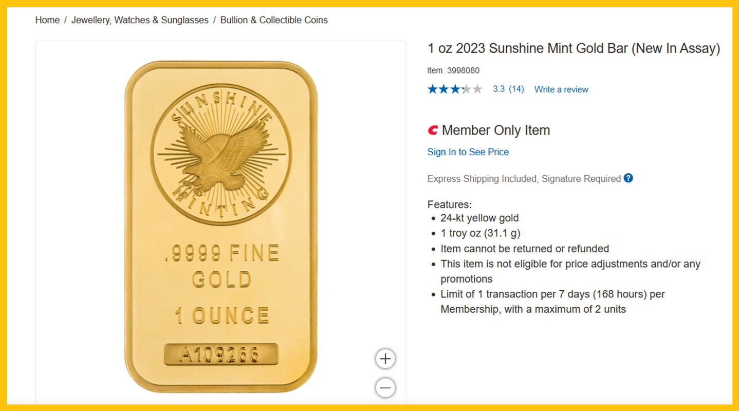 2023 Sunshine Mint Gold Bar
