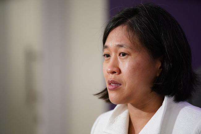 © Bloomberg. Katherine Tai, U.S. trade representative, speaks while visiting the Fearless digital services firm on the sidelines of the Dialogue on the Future of Atlantic Trade event in Baltimore, Maryland, U.S., on Tuesday, March 22, 2022. The economic dialogue led by high-level U.S. and U.K. officials this week is raising business group optimism for free-trade talks, even as the Biden administration faces political constraints from labor supporters.