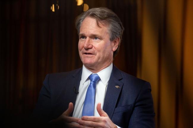 © Bloomberg. Brian Moynihan, chief executive officer of Bank of America Corp., speaks during a Bloomberg Television interview at the Goldman Sachs Financial Services Conference in New York, US, on Tuesday, Dec. 6, 2022. Moynihan said Bank of America Corp. is seeing signs of consumer weakness, with spending starting to slow.