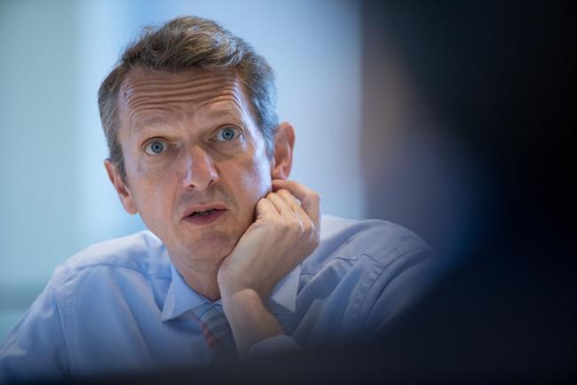 © Bloomberg. Andy Haldane, chief economist of the Bank of England, speaks during an interview in London, U.K., on Tuesday, May 14, 2019. Haldane has a reputation for views that go against groupthink, despite spending more than a quarter century at Threadneedle Street.