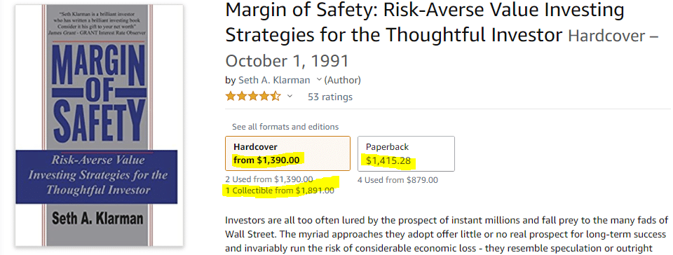 Margin Of Safety cost of book